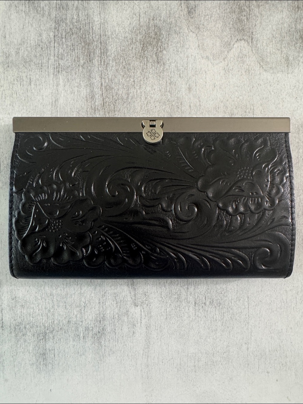 Patricia Nash Cauchy Tooled Framed RFID Wallet Black